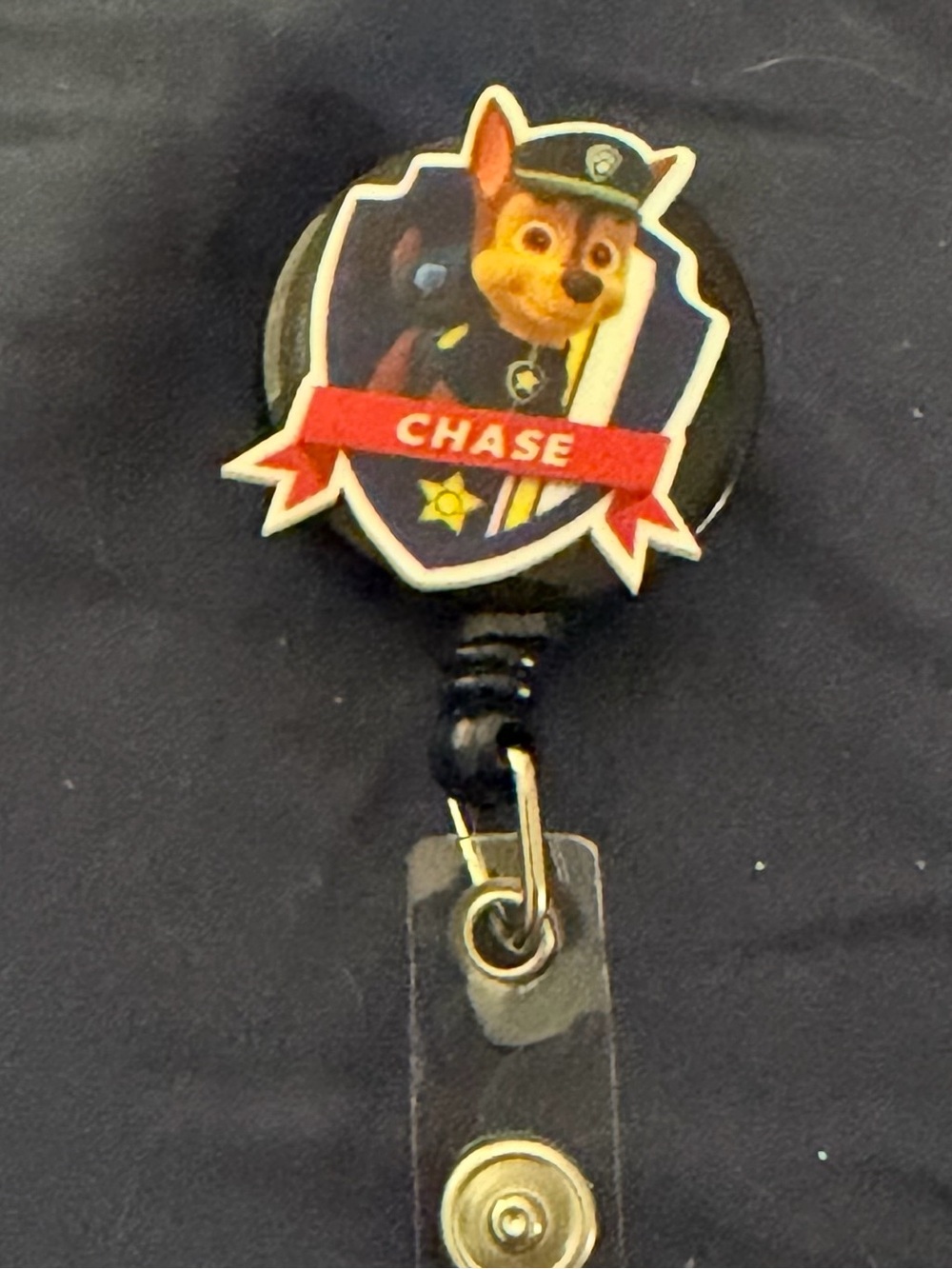 Paw Patrol Chase Retractable Badge Reel β Black, Red, Blue